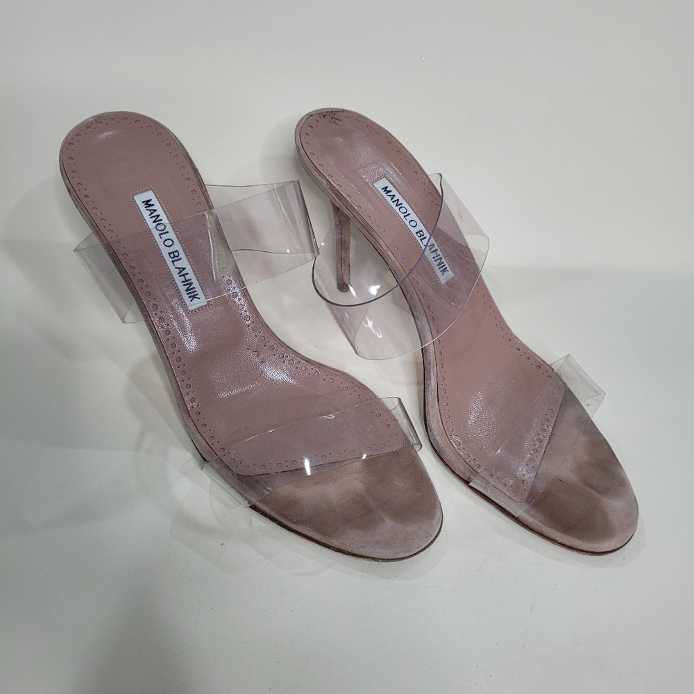 Manolo Blahnik Nude Clear Heels